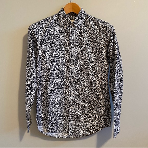 Club Monaco Mens Floral Button Down Shirt Japanese Fabric Slim Fit Size XS - Picture 2 of 9